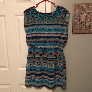 Multi-color tribal print dress